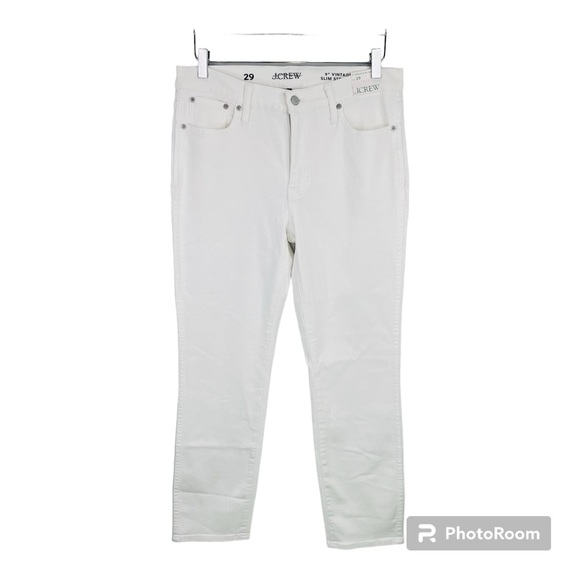 J.Crew 9” Vintage Slim-Straight Mid-Rise White Demin Jeans Size 29 - Picture 3 of 15
